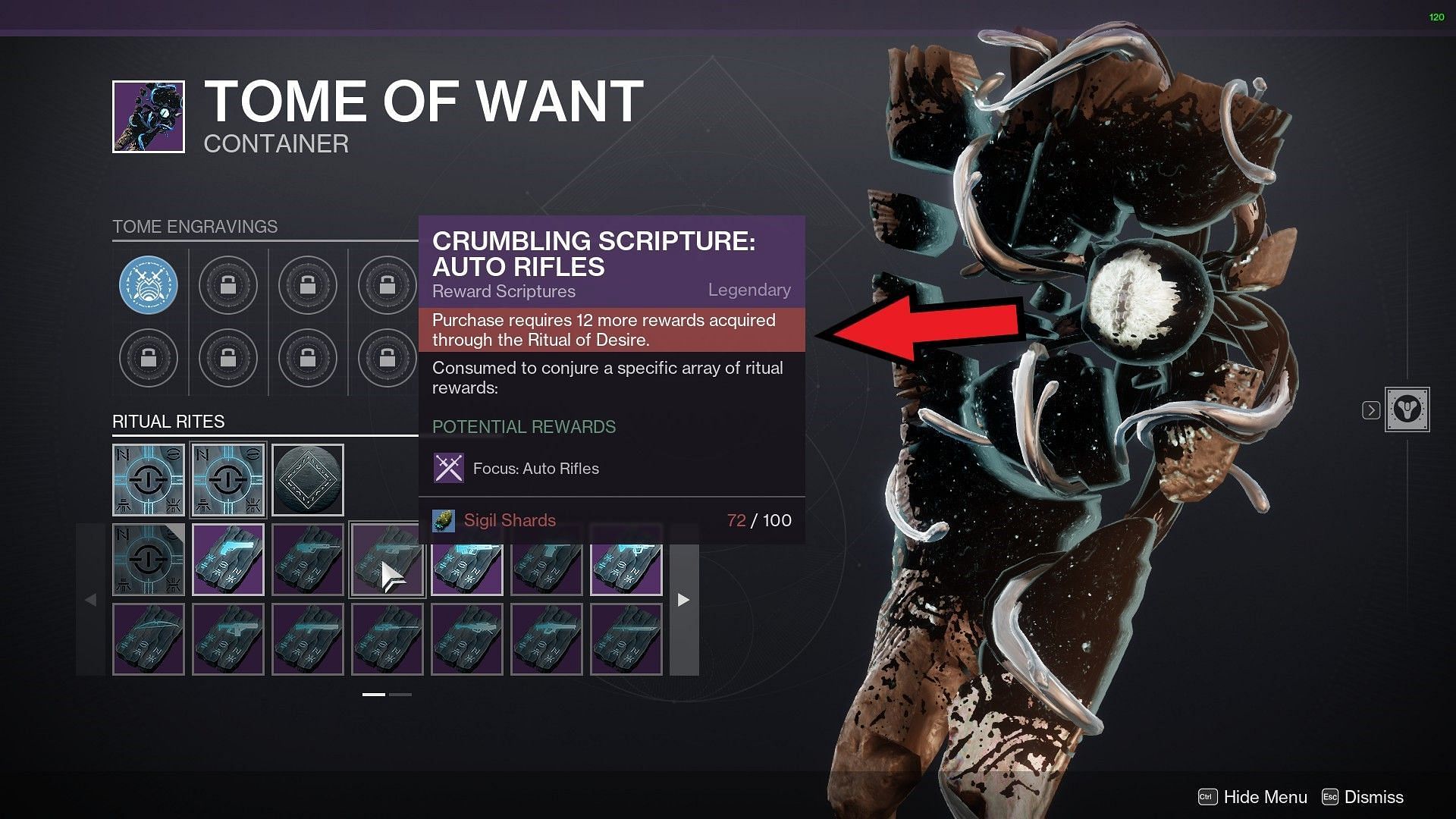 Purple Scripture unlock requirement in Destiny 2 (Image via Bungie)