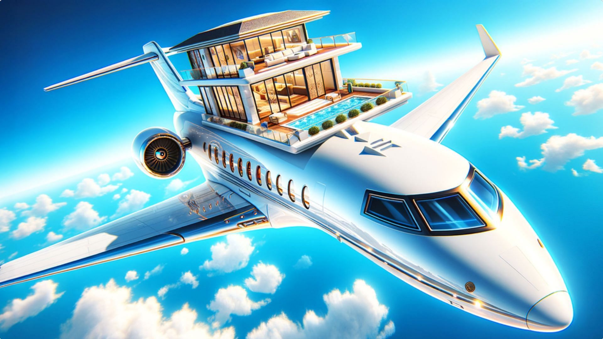 Build a mansion in Luxury Plane Tycoon (Image via Roblox)