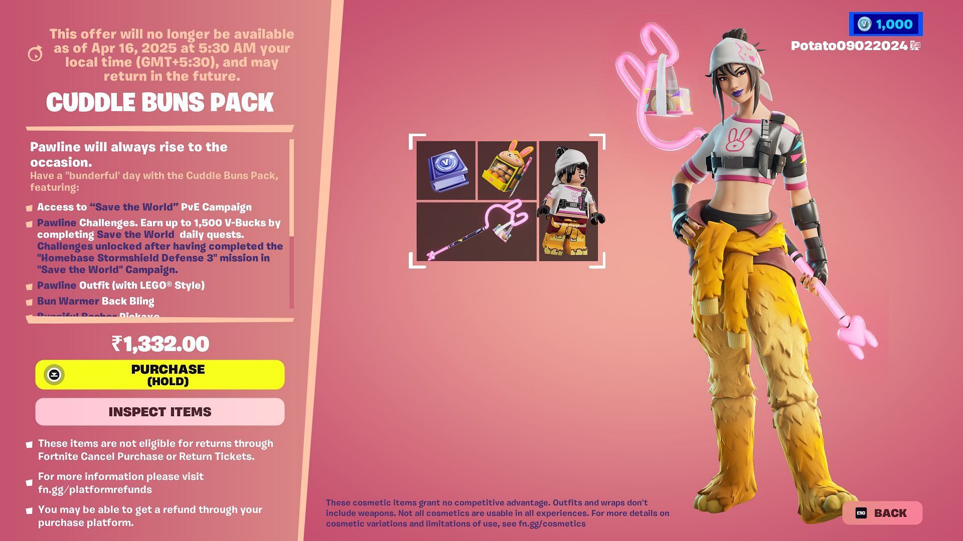 You can now purchase the Cuddle Buns Pack in Fortnite (Image via Epic Games)