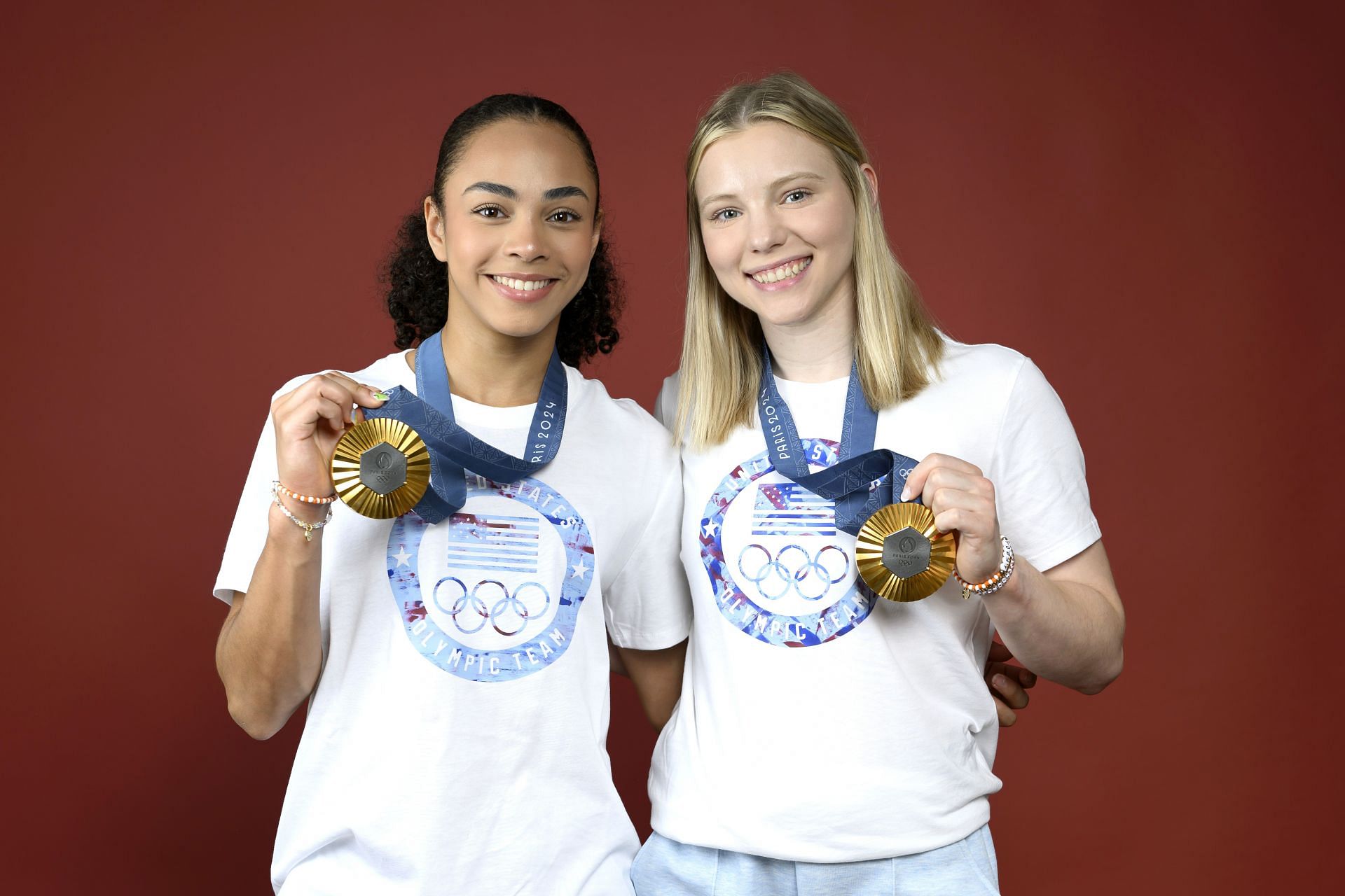 Hezly Rivera and Jade Carey of Team United States pose on the Today Show Set (Photo: Getty Images)