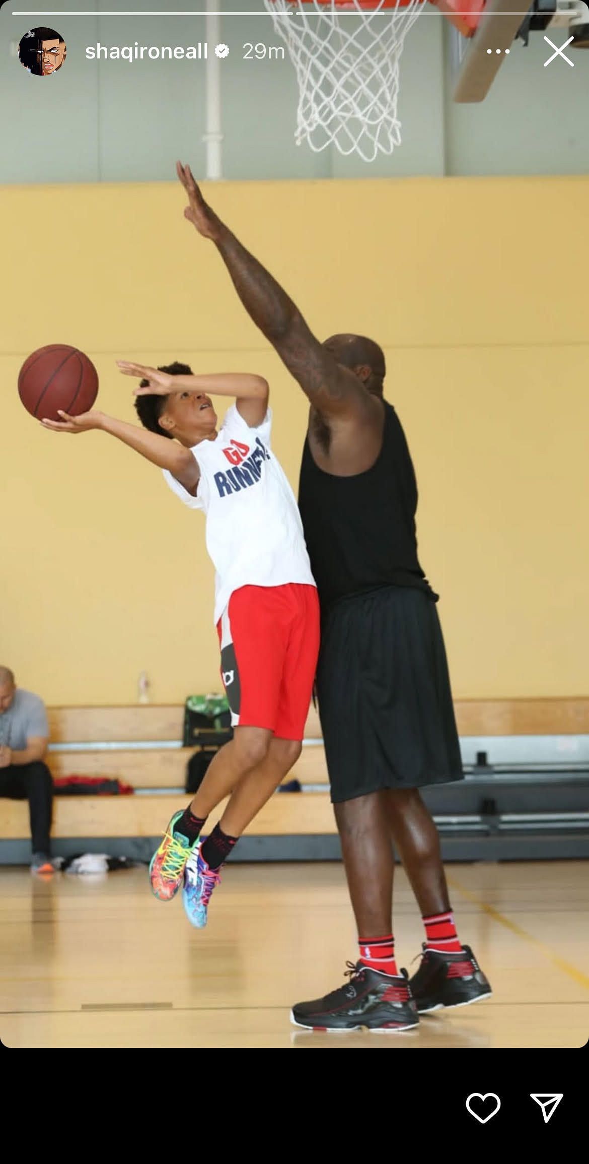 Shaqir O&#039;Neal shares a throwback picture playing basketball with father Shaquille O&#039;Neal.