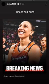 Frances Tiafoe's Instagram tribute for Diana Taurasi (Source: Instagram/bigfoe1998)