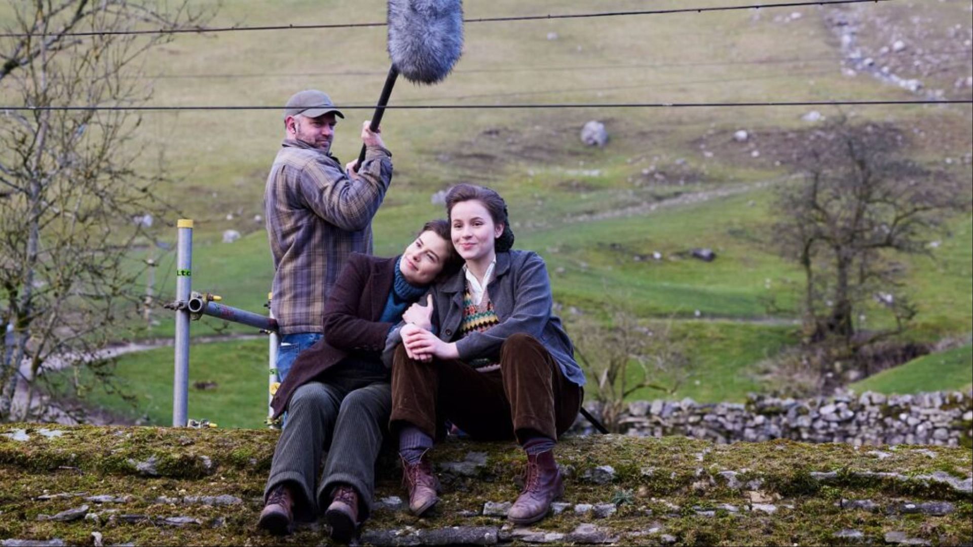 Behind the scenes with Imogen Clawson (Jenny Alderson) and Mollie Winnard (Maggie), capturing the serene Yorkshire countryside where All Creatures Great and Small is set. ( Image via PBS)