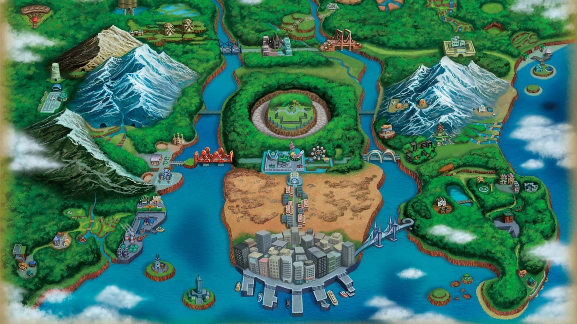 Unova region&#039;s map (Image via The Pokemon Company)