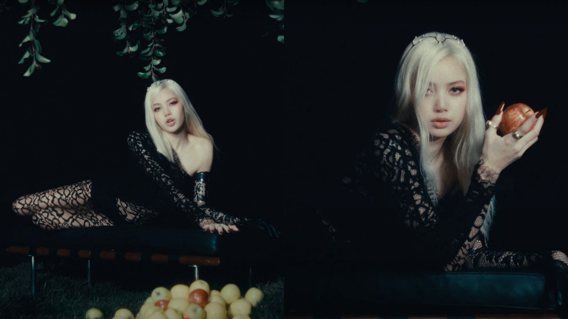 Adam and Eve&#039;s garden and apple representation in &#039;Born Again&#039; MV. (Images via YouTube/LLOUD)