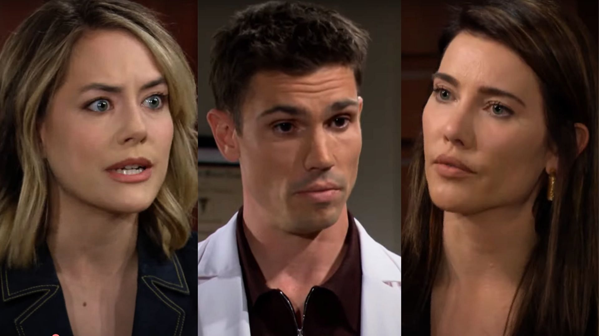 Hope Logan, Finn Finnegan and Steffy Forrester from B&amp;B (Image via YouTube/boldandbeautiful)