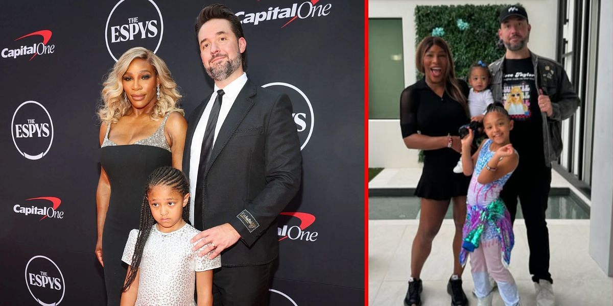 Serena Williams and Alexis Ohanian with their daughters | Getty (L) Instagram @serenawilliams (R)