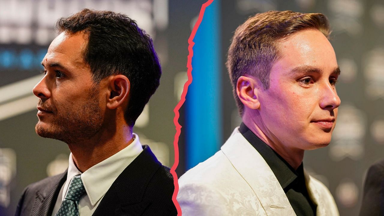 Kyle Larson (L) and Christopher Bell (R) at the NASCAR Awards Banquet 2024 - Images via Imagn