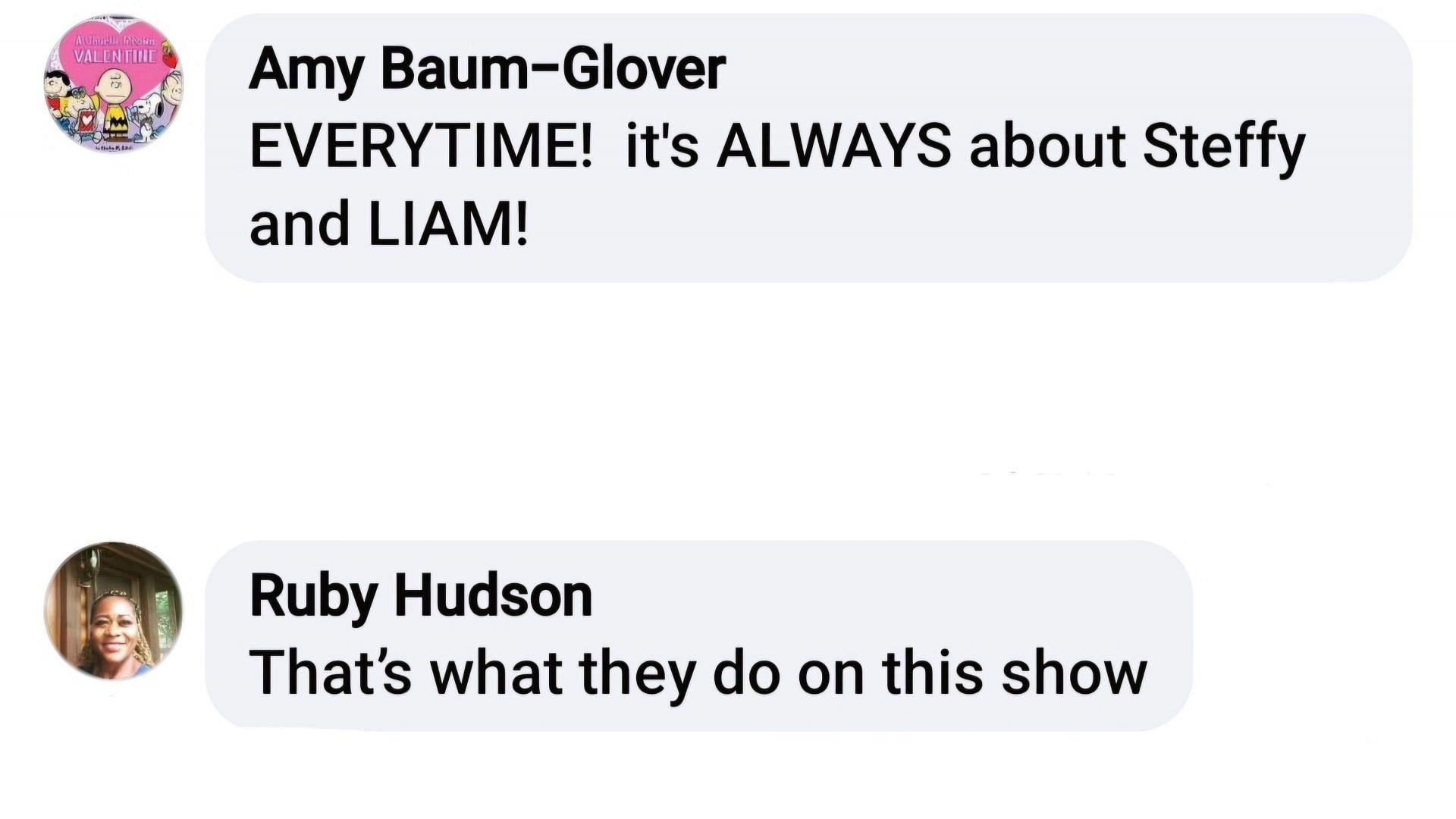 Fans mentioning that Steffy and Liam have the tendency of always finding their way back to each other (via Rosie Paino / Facebook)