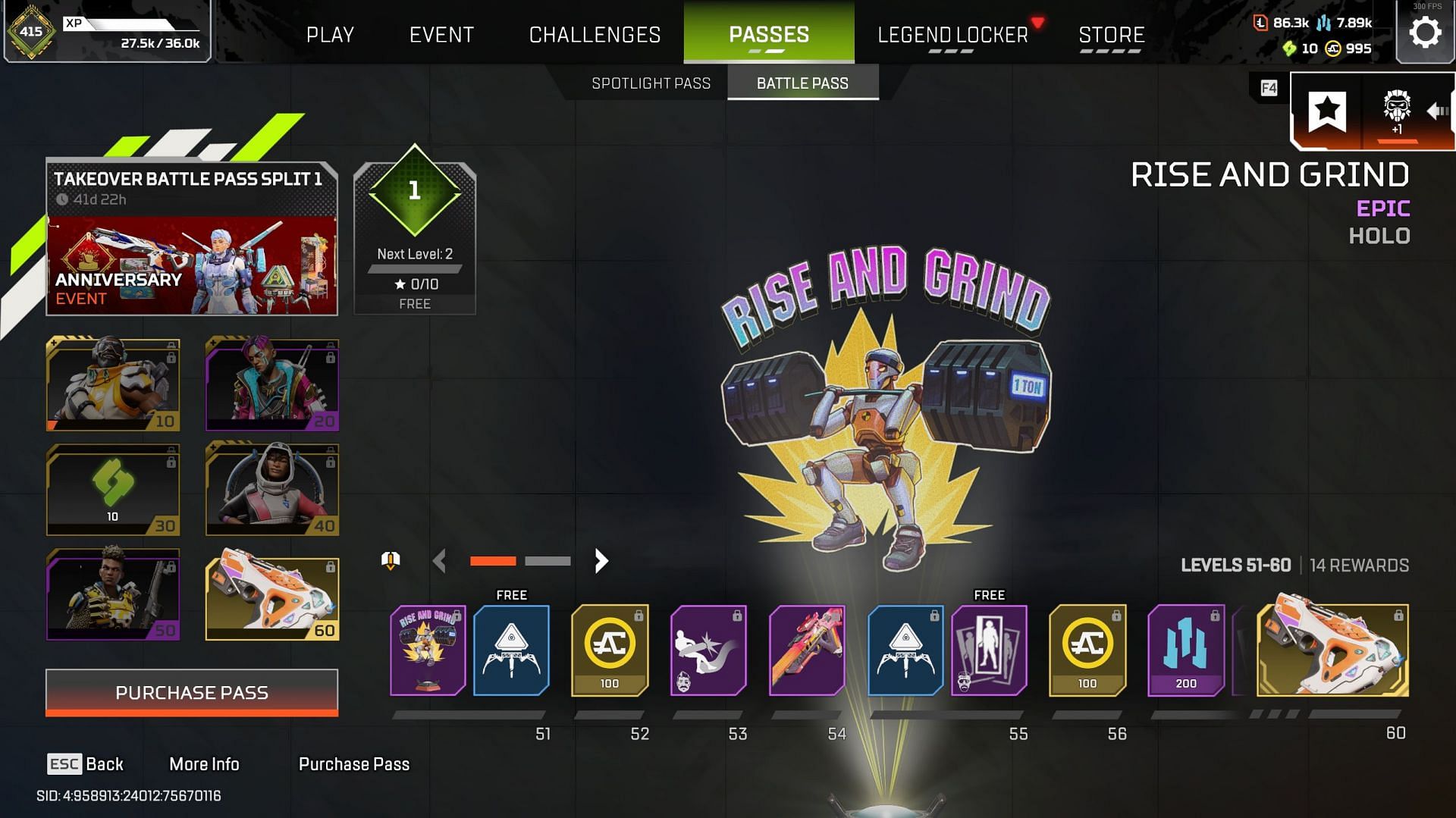 Apex Legends Season 24 Split 1 Battle Pass Levels 51-60 (Image via Sportskeeda Gaming/EA)