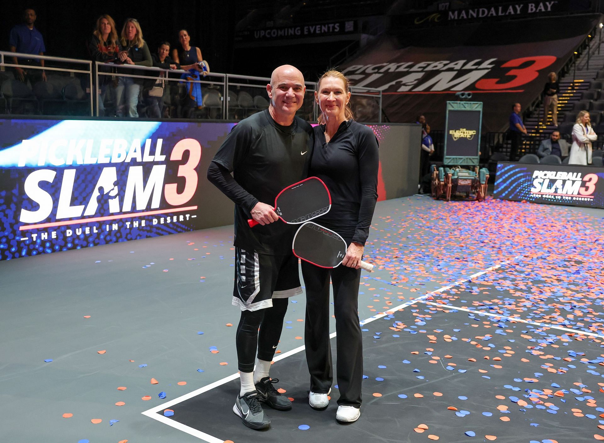 Andre Agassi(left) and Steffi Graf(right) at the 2025 Pickleball Slam 3 - Image: Getty