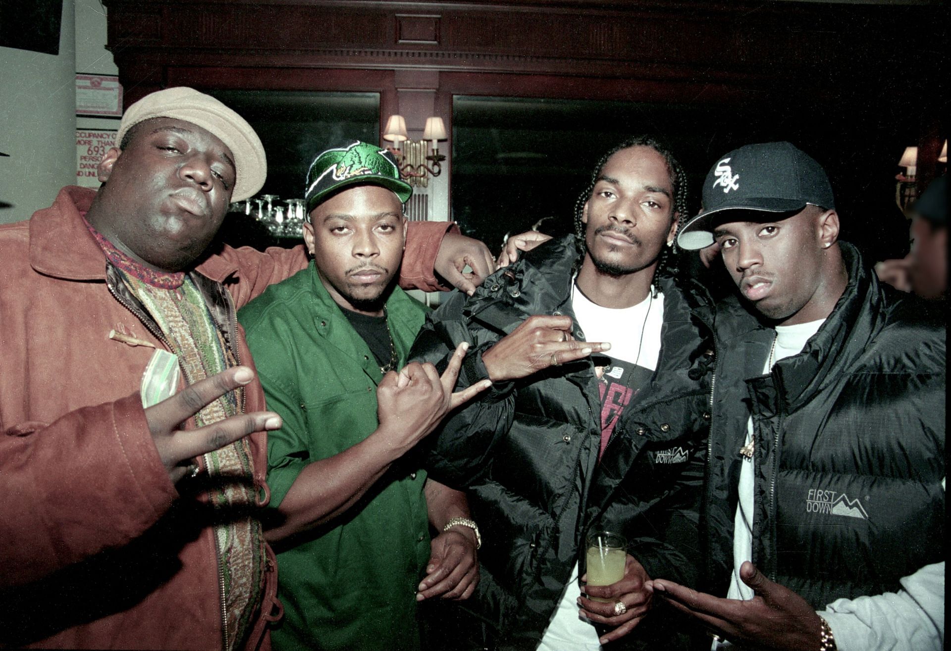 From left Biggie, Nate Dogg, Snoop Dogg, and Diddy - Source: Getty