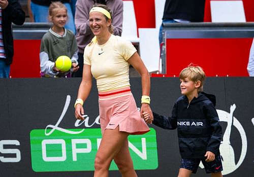 Victoria Azarenka and her son at the 2024 Ecotrans Ladies Open Berlin (Image Source: Getty)