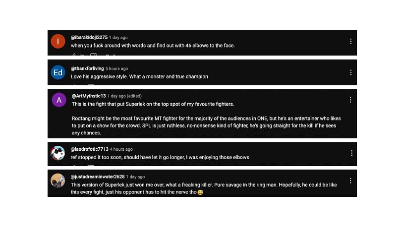 Screenshot of comments. [ONE Championship/YouTube]