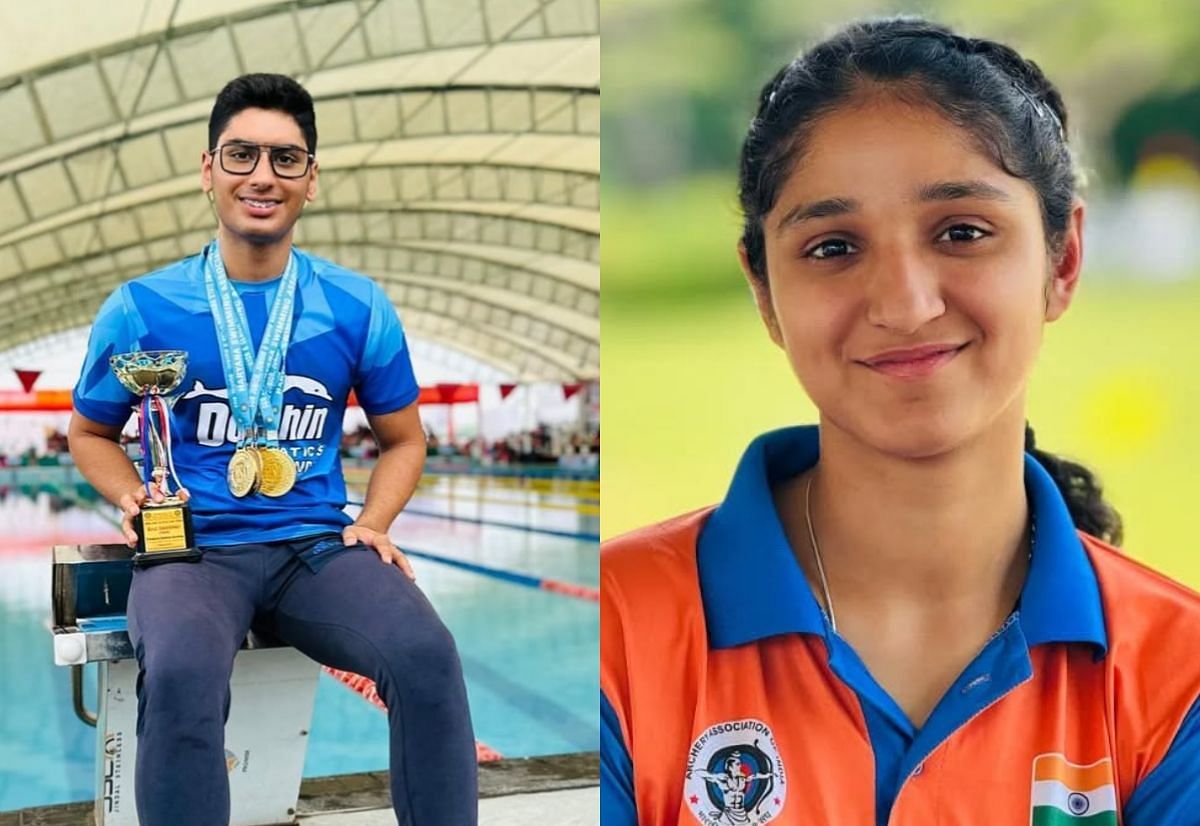 Harsh Saroha and Bhajan Kaur (Images via Dolphin Aquatics Ind/Instagram and Bhajan Kaur/Instagram)