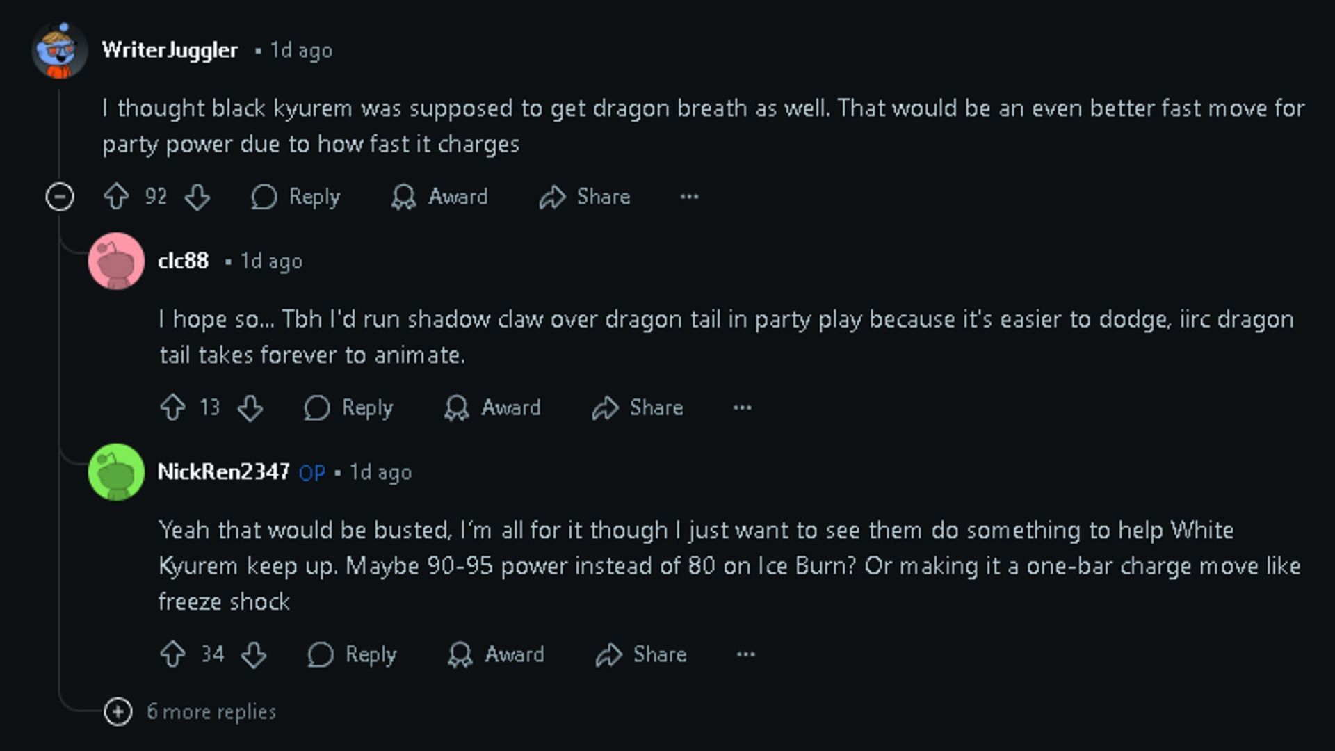 Some users discuss about Black Kyurem&#039;s playstyle and how White Kyurem could be balanced (Image via Reddit)