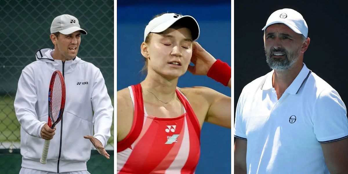 Stefano Vukov (left), Elena Rybakina (center), Goran Ivanisevic (right), Sources: Getty