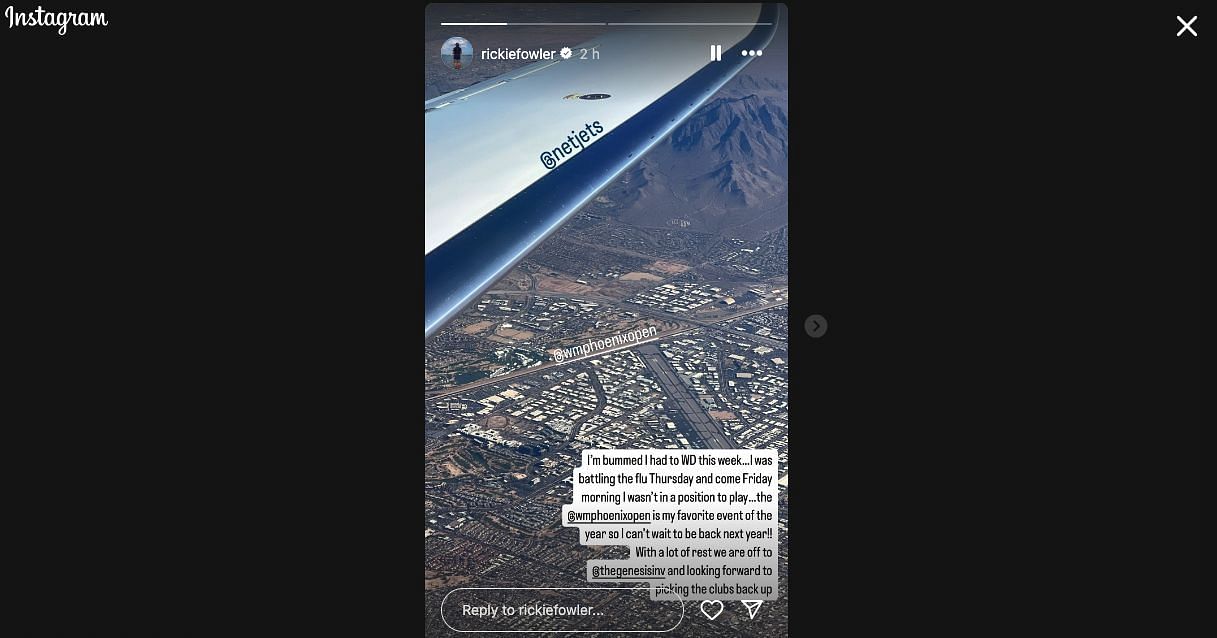 Still from Rickie Fowler&#039;s Instagram Story, image source: Instagram/@rickiefowler