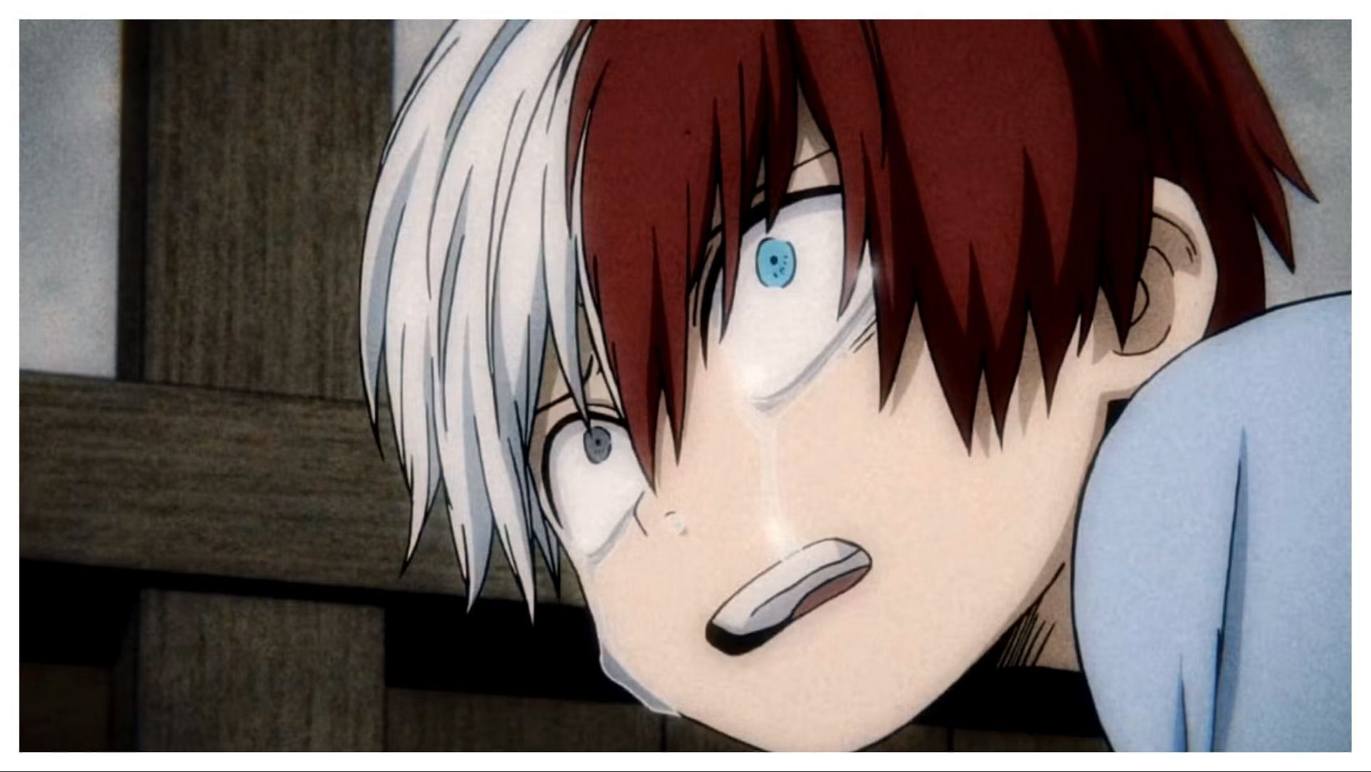 Young Shoto Todoroki crying (Image via Bones)