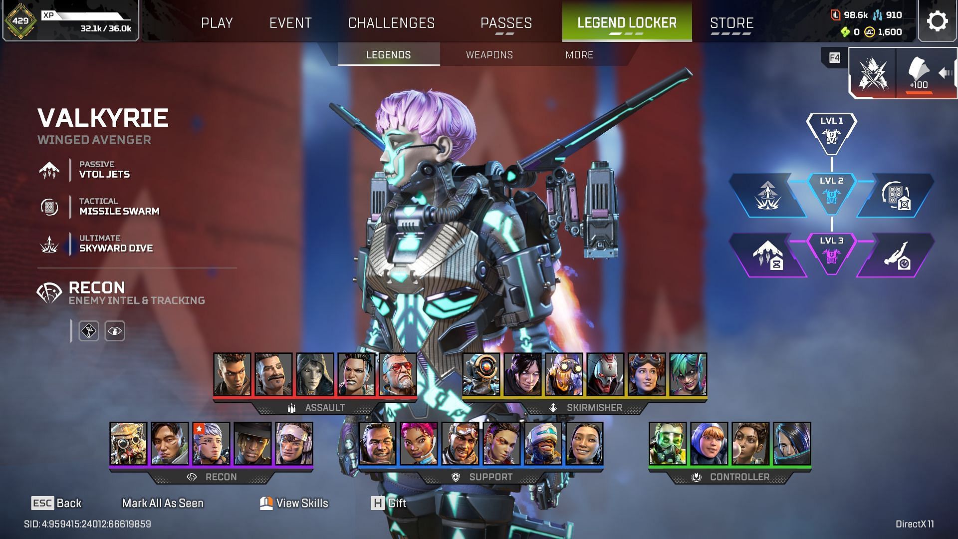 Valkyrie in Apex Legends (Image via Sportskeeda Gaming/EA)