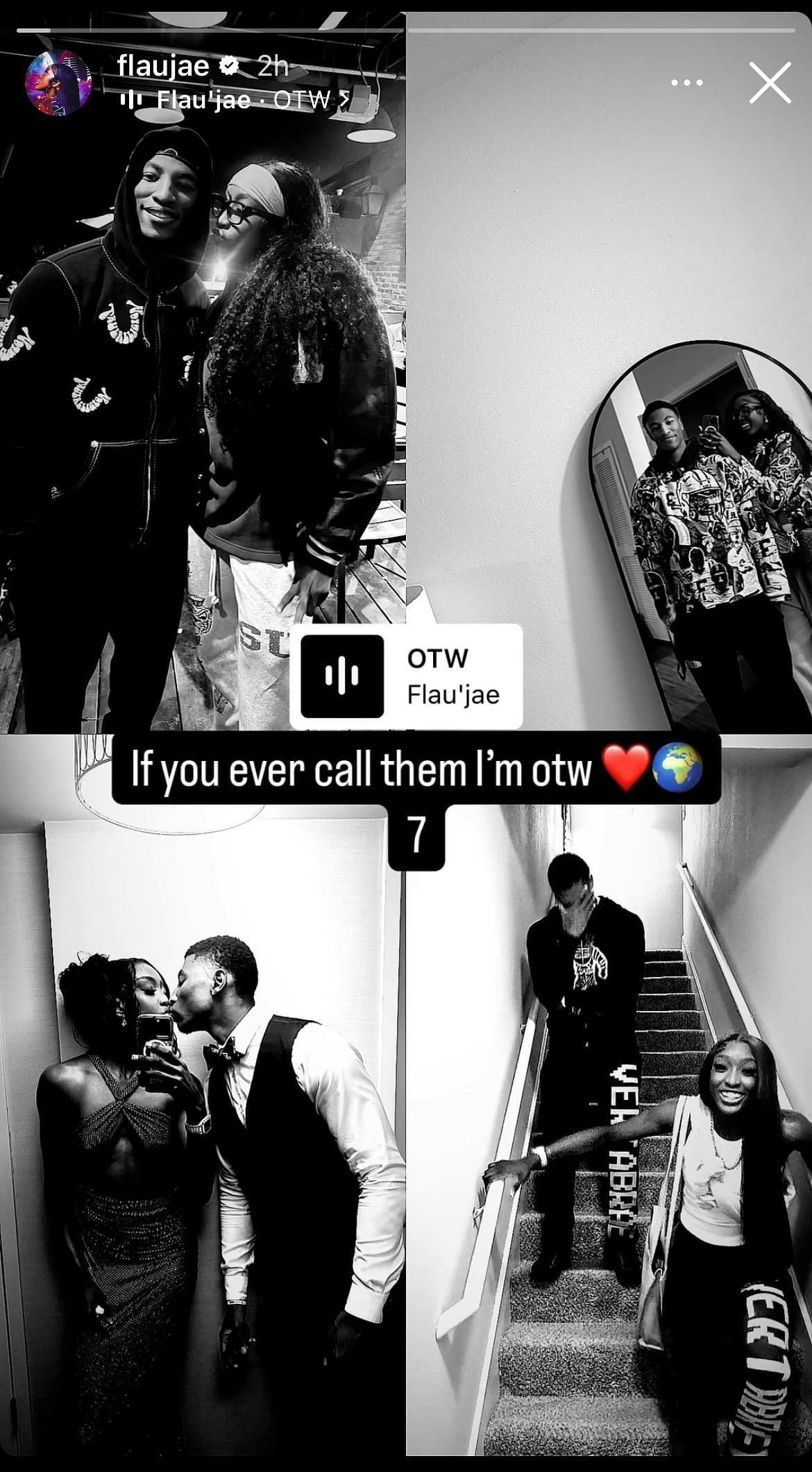 Flau&#039;jae Johnson posts a collage of photos with boyfriend Chris Hilton Jr. to her IG story