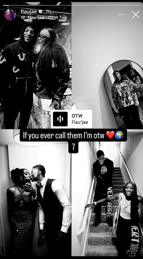 Flau'jae Johnson posts a collage of photos with boyfriend Chris Hilton Jr. to her IG story