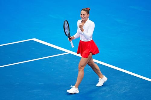 Marta Kostyuk after beating Coco Gauff at the Qatar Open. (Source: Getty)