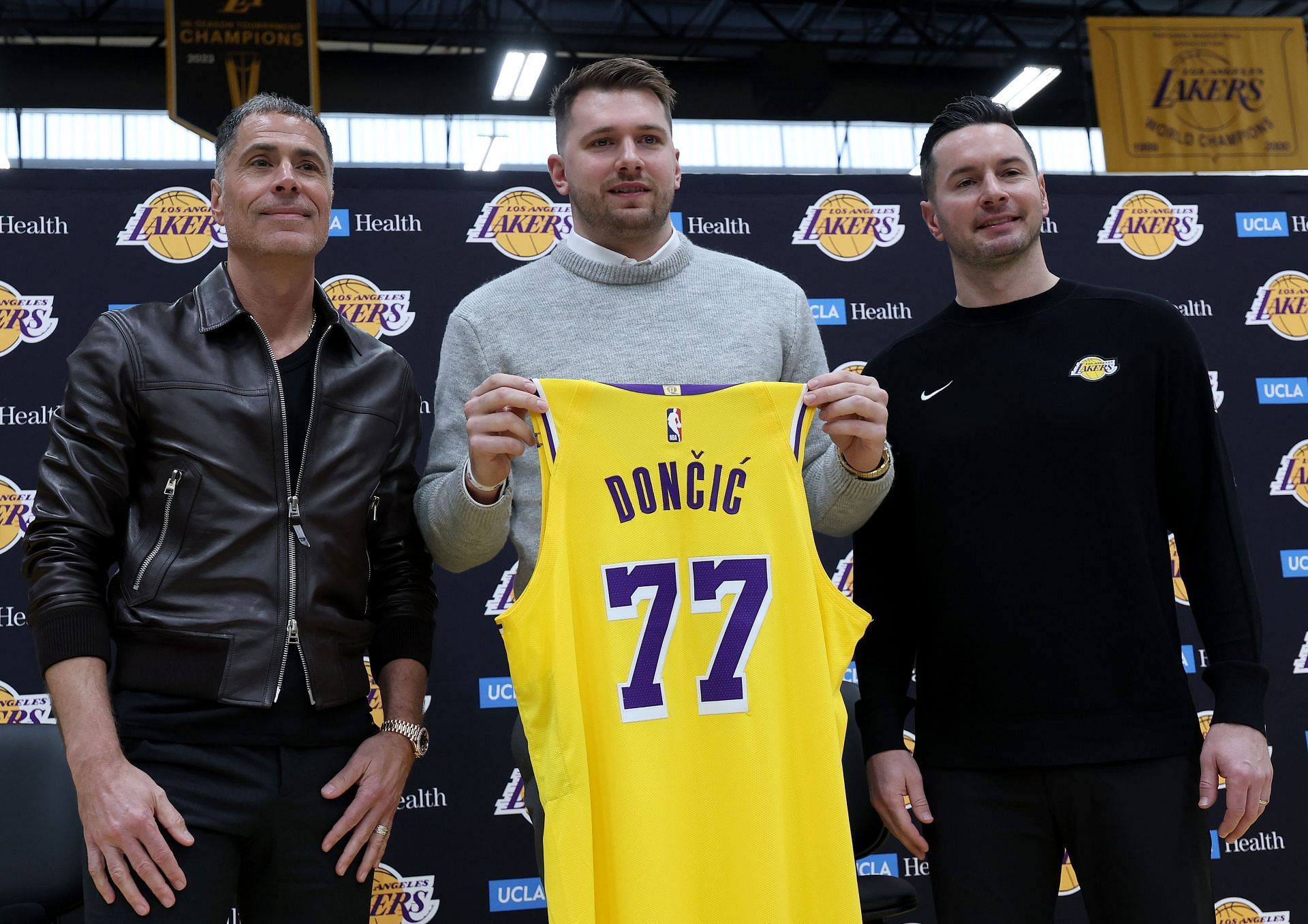 Los Angeles Lakers Introduce Luka Doncic, Maxi Kleber &amp; Markieff Morris - Source: Getty