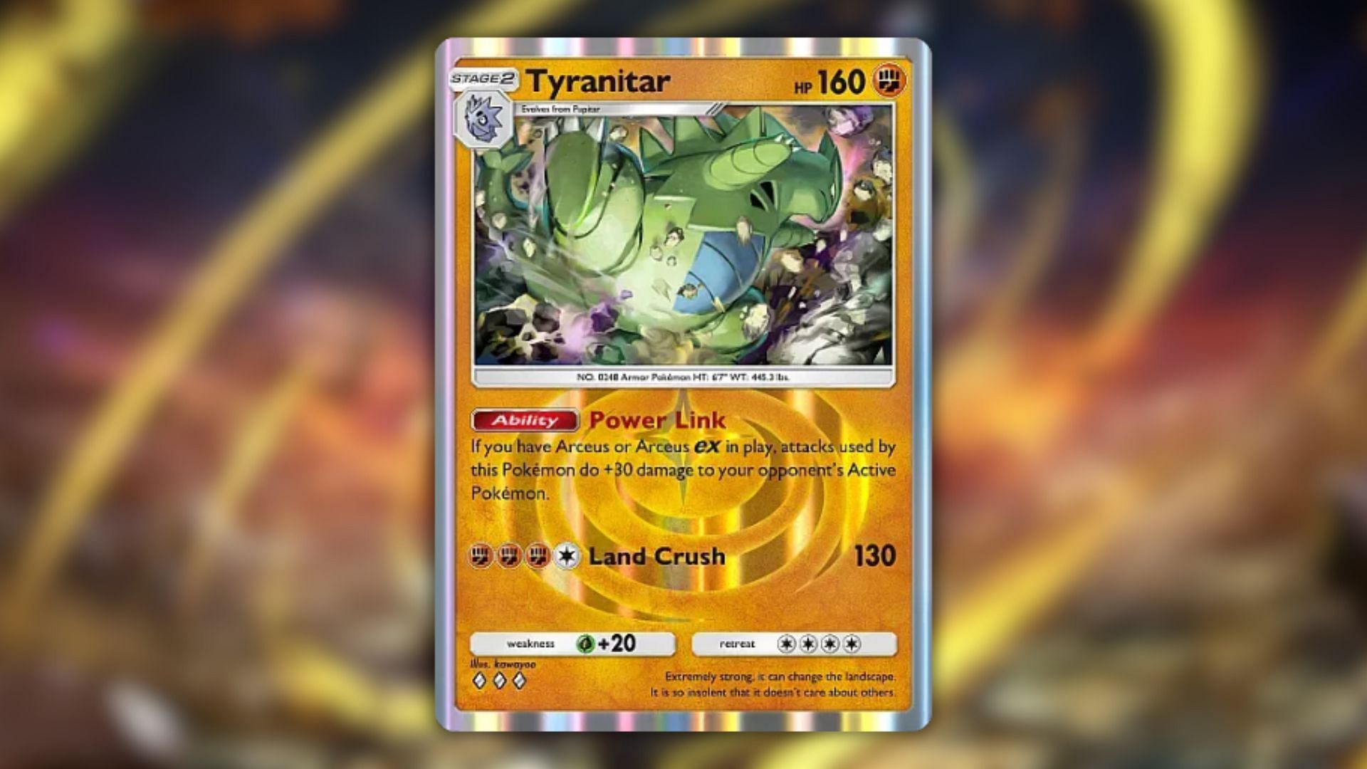 Tyranitar as seen in the Triumphant Light expansion (Image via The Pokemon Company)