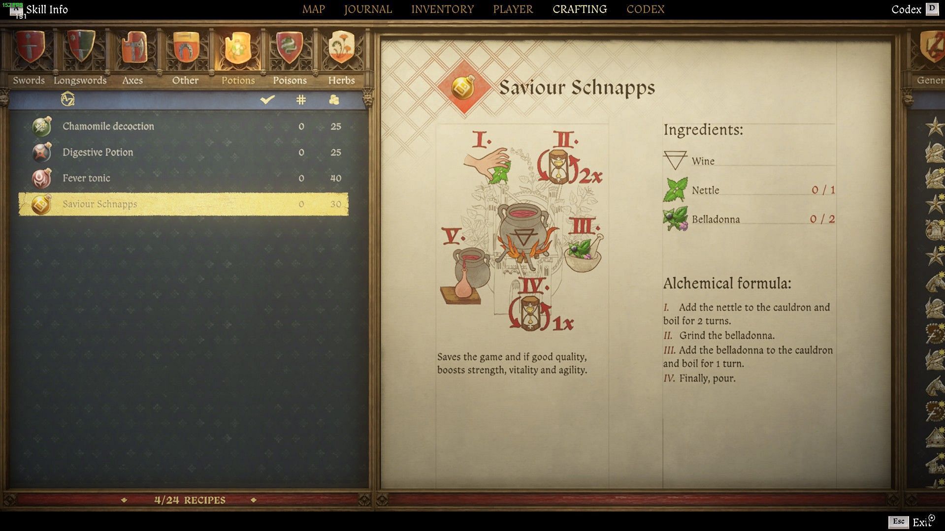 KCD2 Savior Schnapss Recipe (Image via Deep Silver)