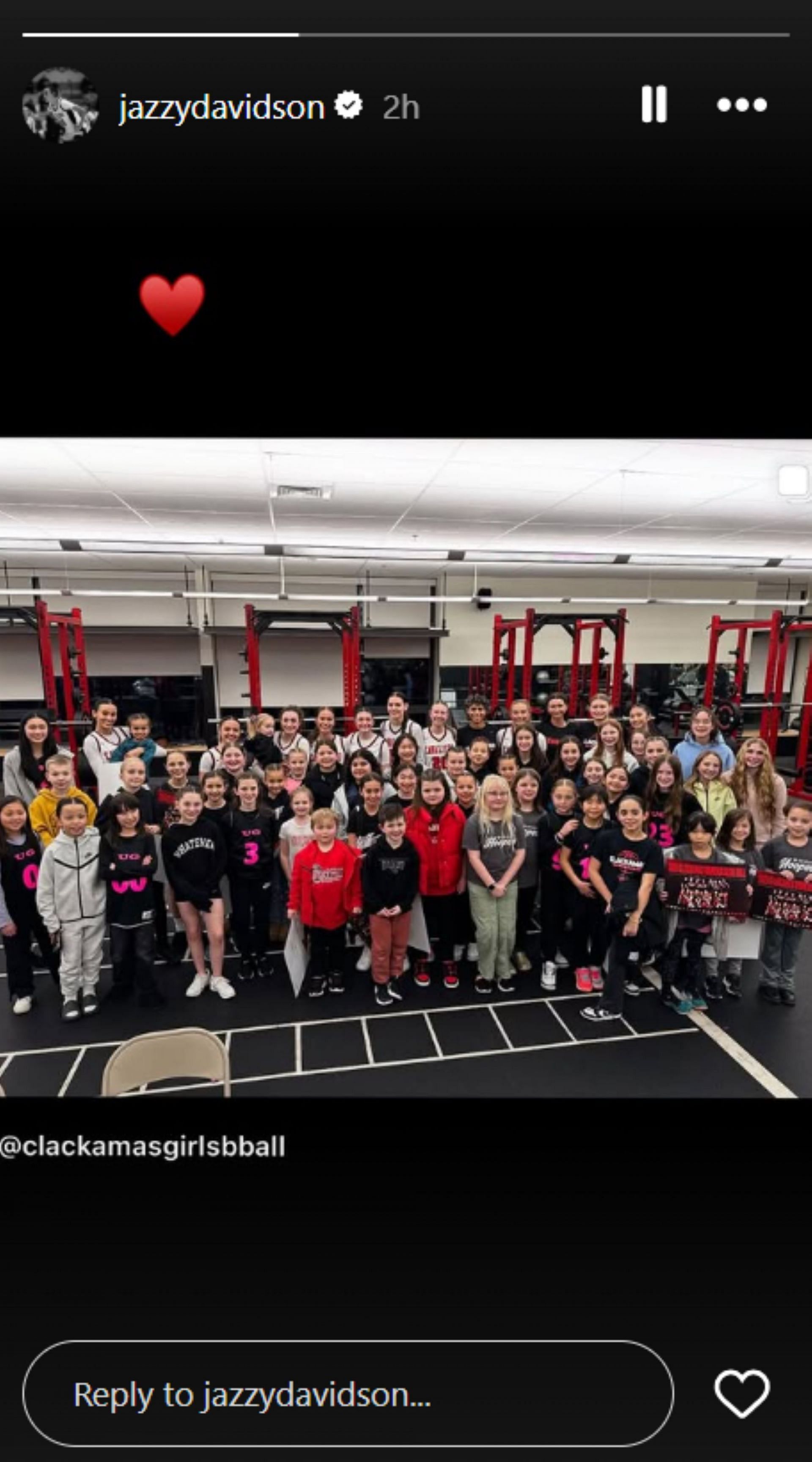 Jazzy Davidson shares Youth Night post by Clackamas High School (Image: IG/jazzydavidson)