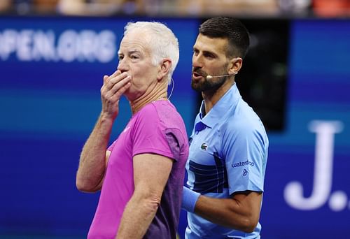 John McEnroe and Novak Djokovic pictured at the 2024 US Open | Image Source: Getty