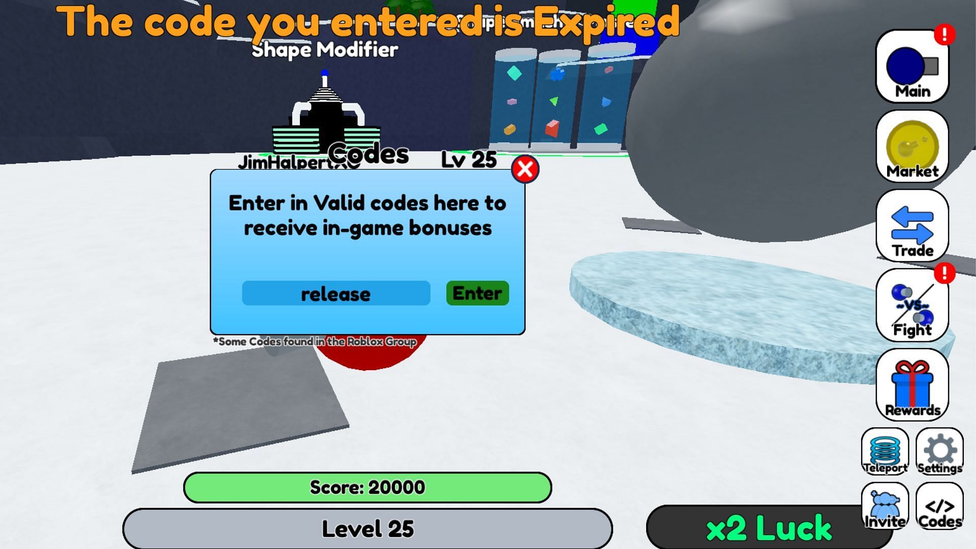 Code troubleshooting in Shape Smasher Simulator (Image via Roblox)