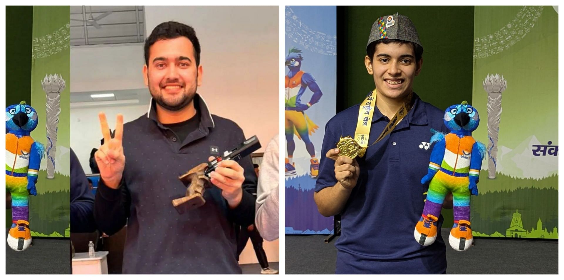 Anish Bhanwala and Anmol Kharb won medals for Haryana in the National Games - Source:  Anmol Kharb on X, Anish Bhanwala on X