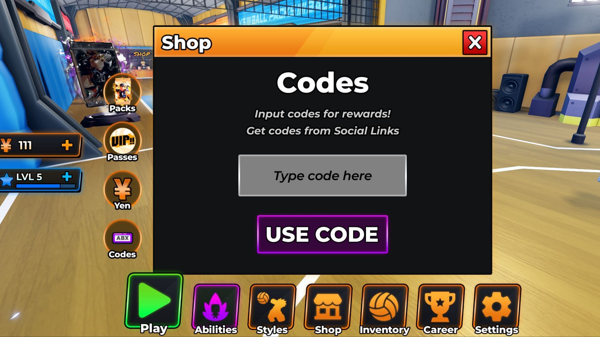 Redeeming codes will give you rewards (Image via Roblox)