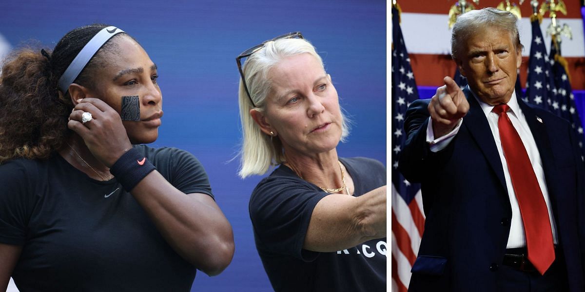 Serena Williams with ex-coach Rennae Stubbs (Left), Donald Trump (Right)