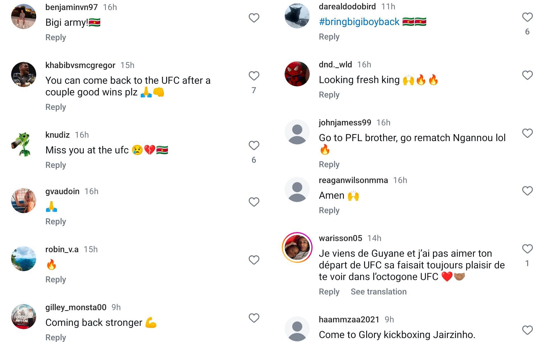 Fan reactions. [Screenshot courtesy: @jairzinho.rozenstruik on Instagram]