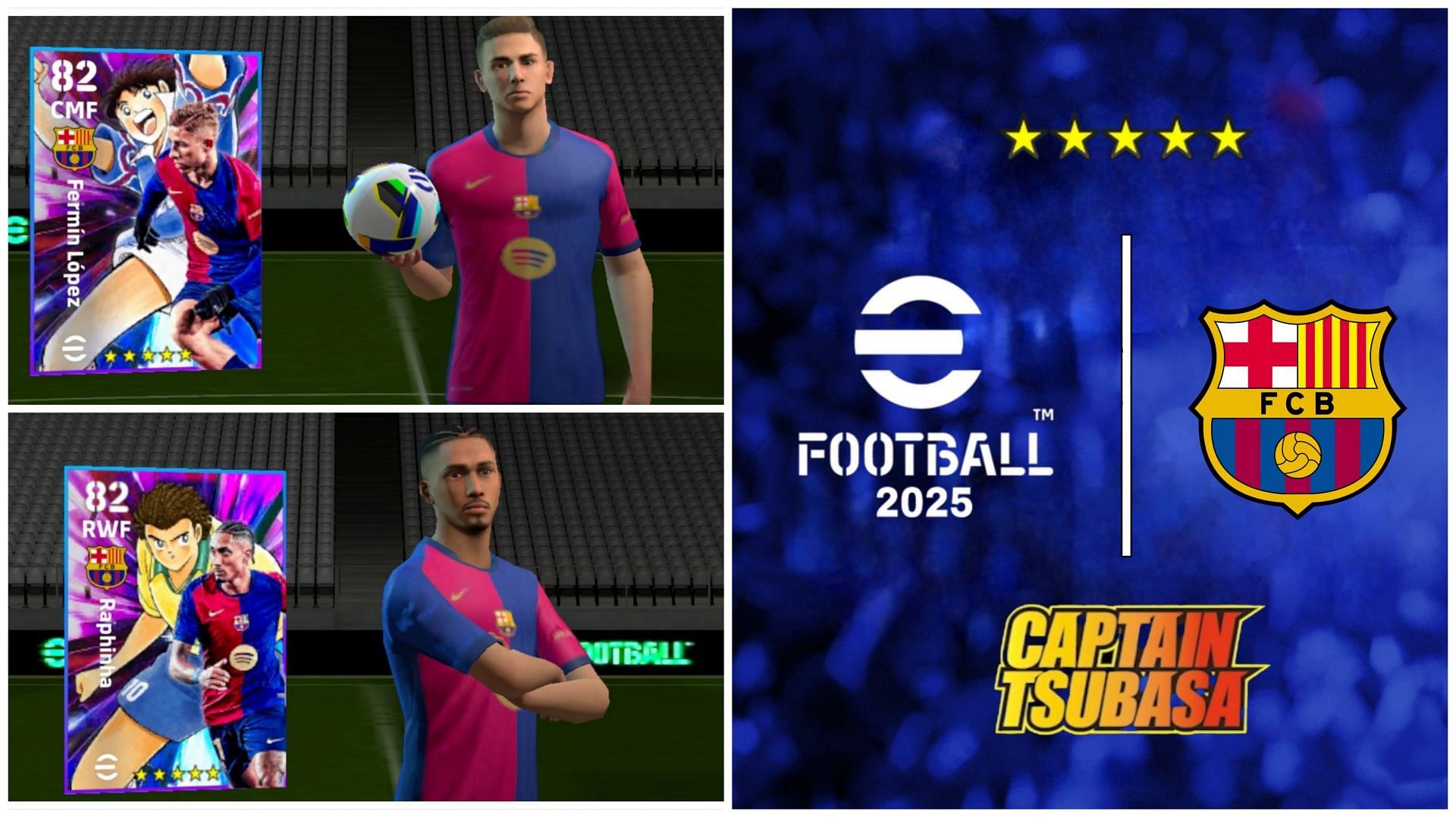 The eFootball 2025 x Barcelona Collaboration is officially announced (Images via Konami)