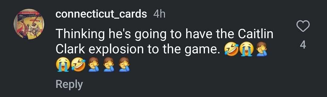 Fan reacts to social media post involving Cooper Flagg. (Instagram)
