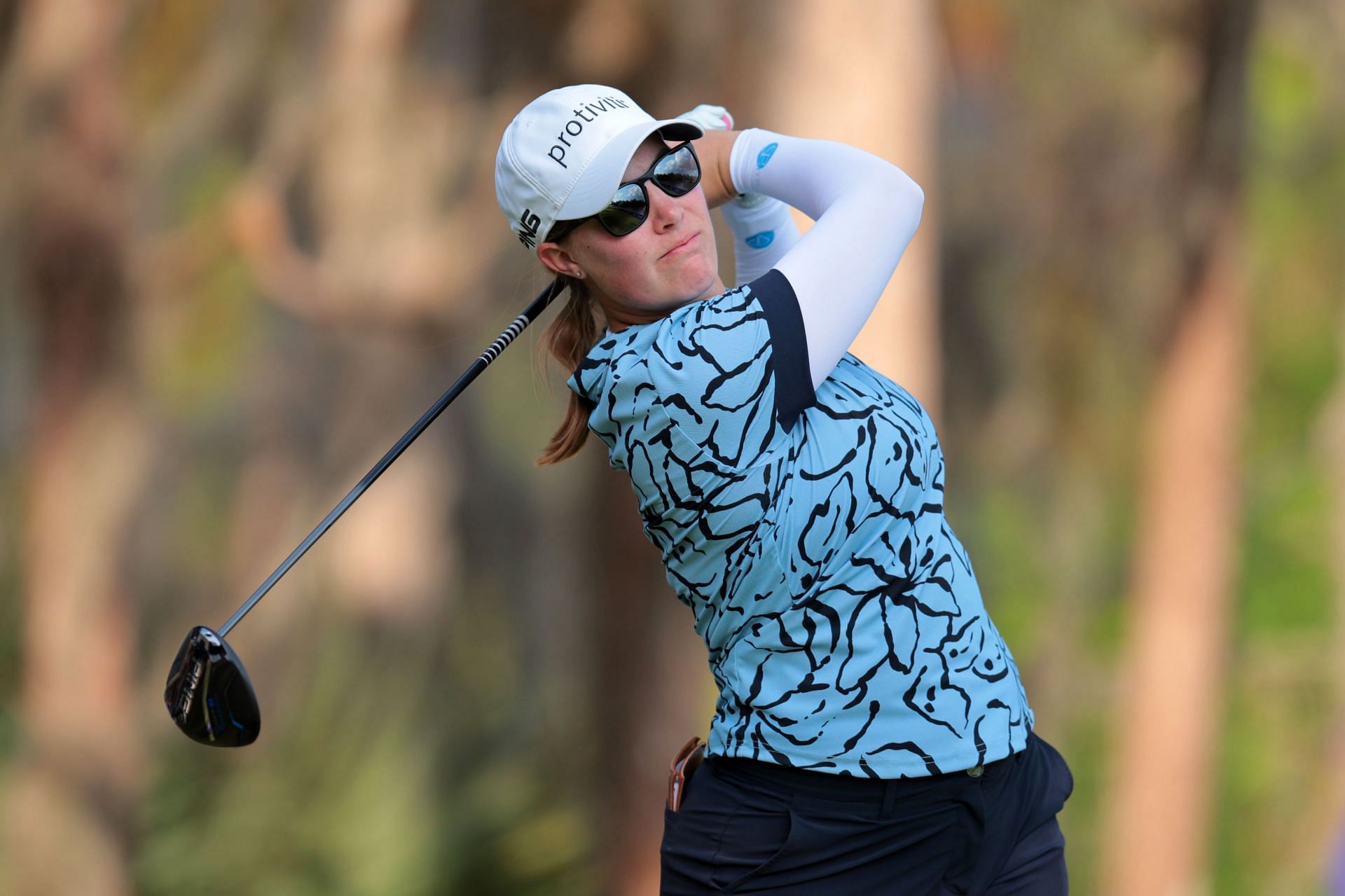 Jennifer Kupcho co-leads the 2025 Founders Cup (Image via Getty).