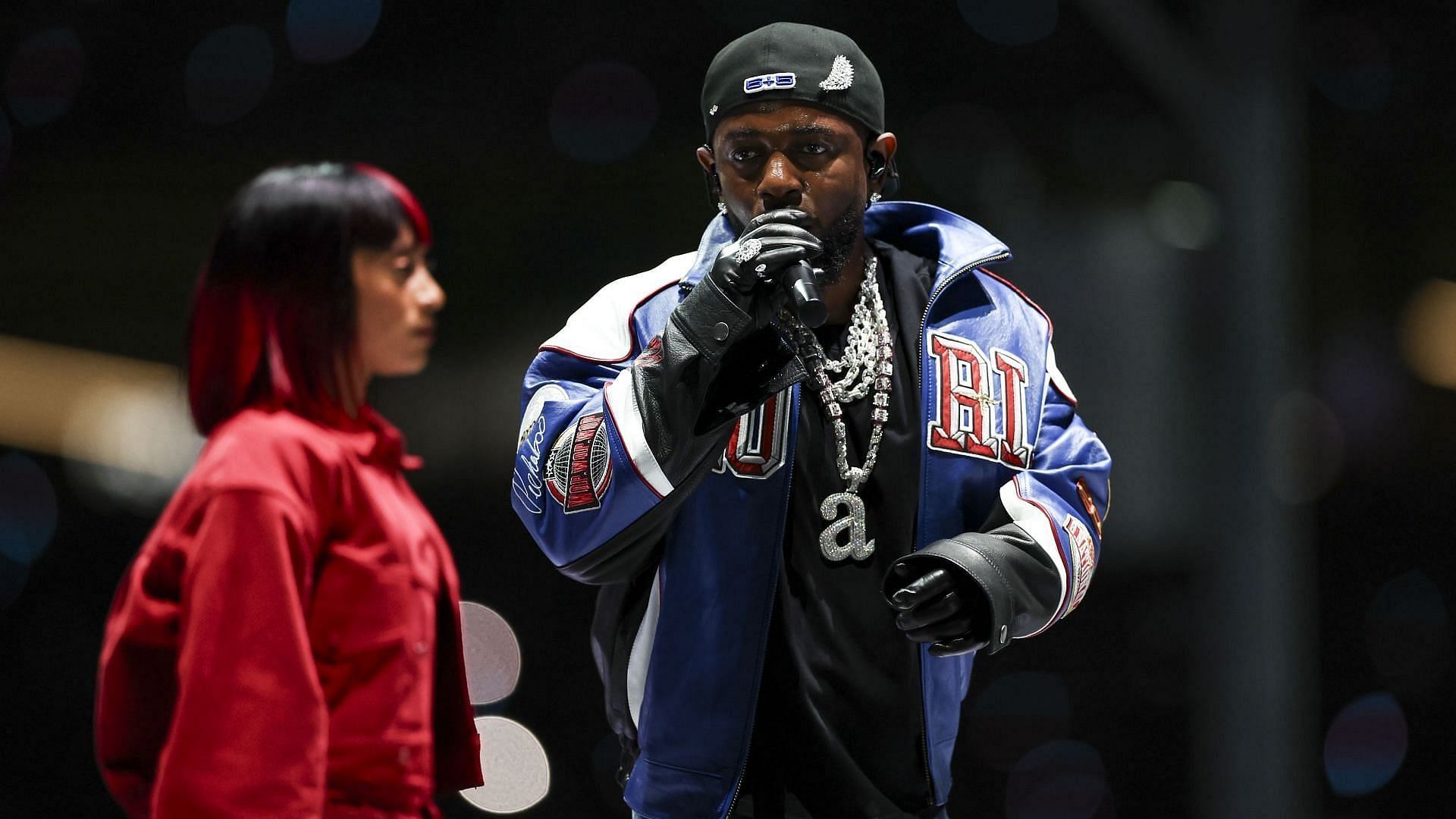 Kendrick Lamar performs in the Apple Music Super Bowl LIX Halftime Show at Caesars Superdome on February 9, 2025, in New Orleans, Louisiana. (Image via Getty/Kevin Sabitus)