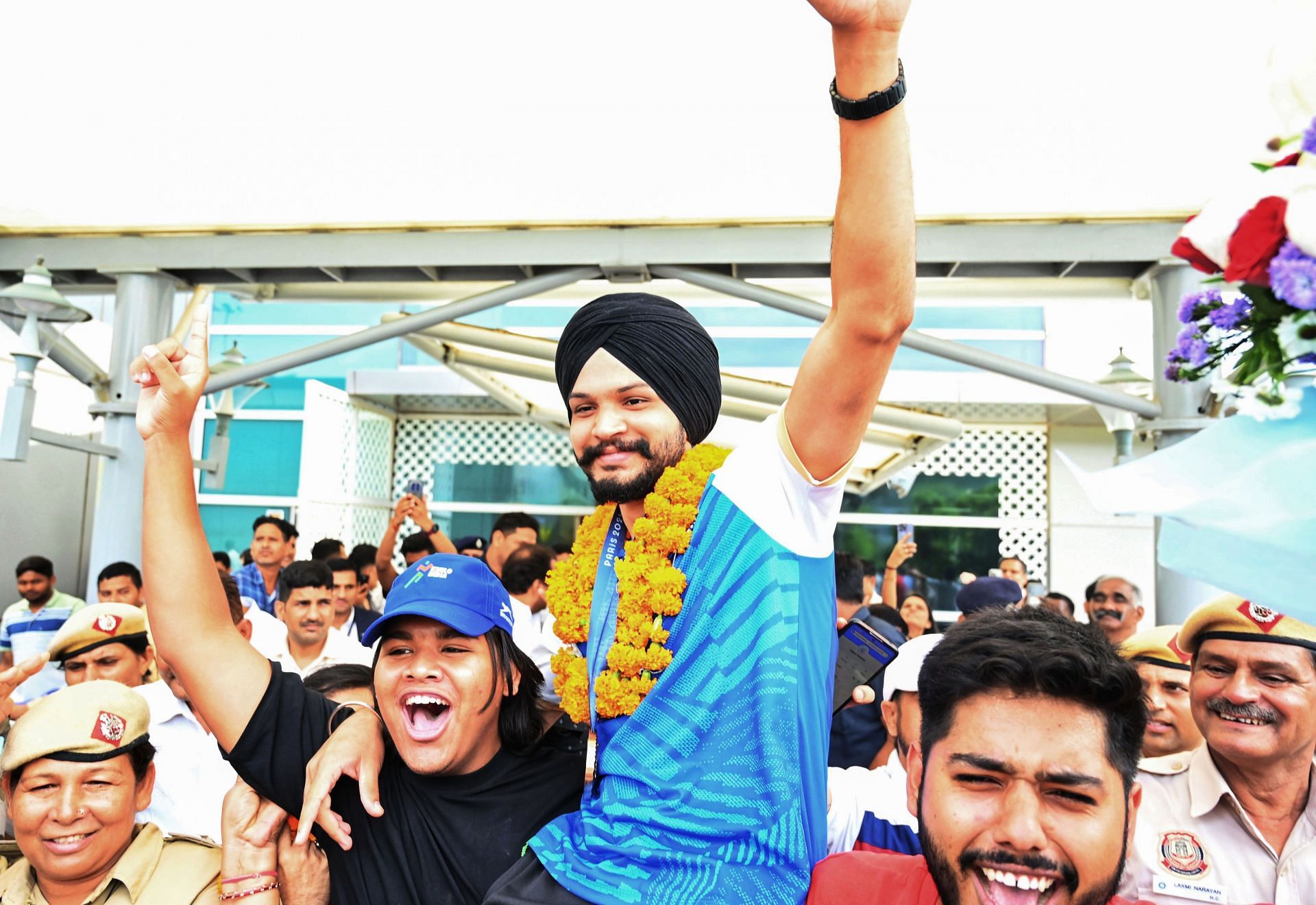 Paris Olympic 2024 Bronze Medalist Sarabjot Singh Grand Welcome At IGI Airport Delhi - Source: Getty