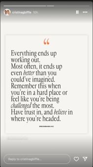 Cristina Biffle's story - Source: via @cristinagbiffle on Instagram