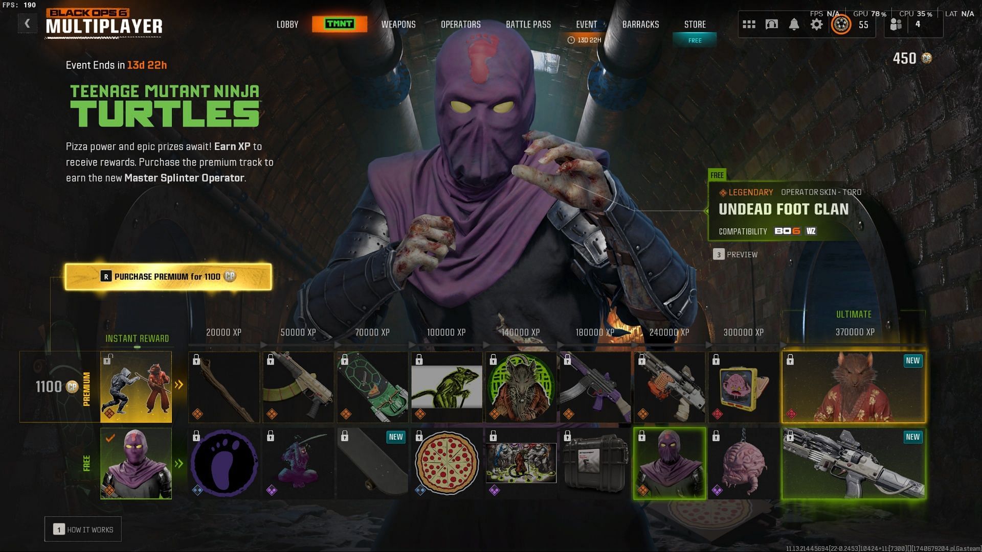 Undead Foot Clan Operator skin unlocking criteria (Image via Sportskeeda Gaming || Activision)