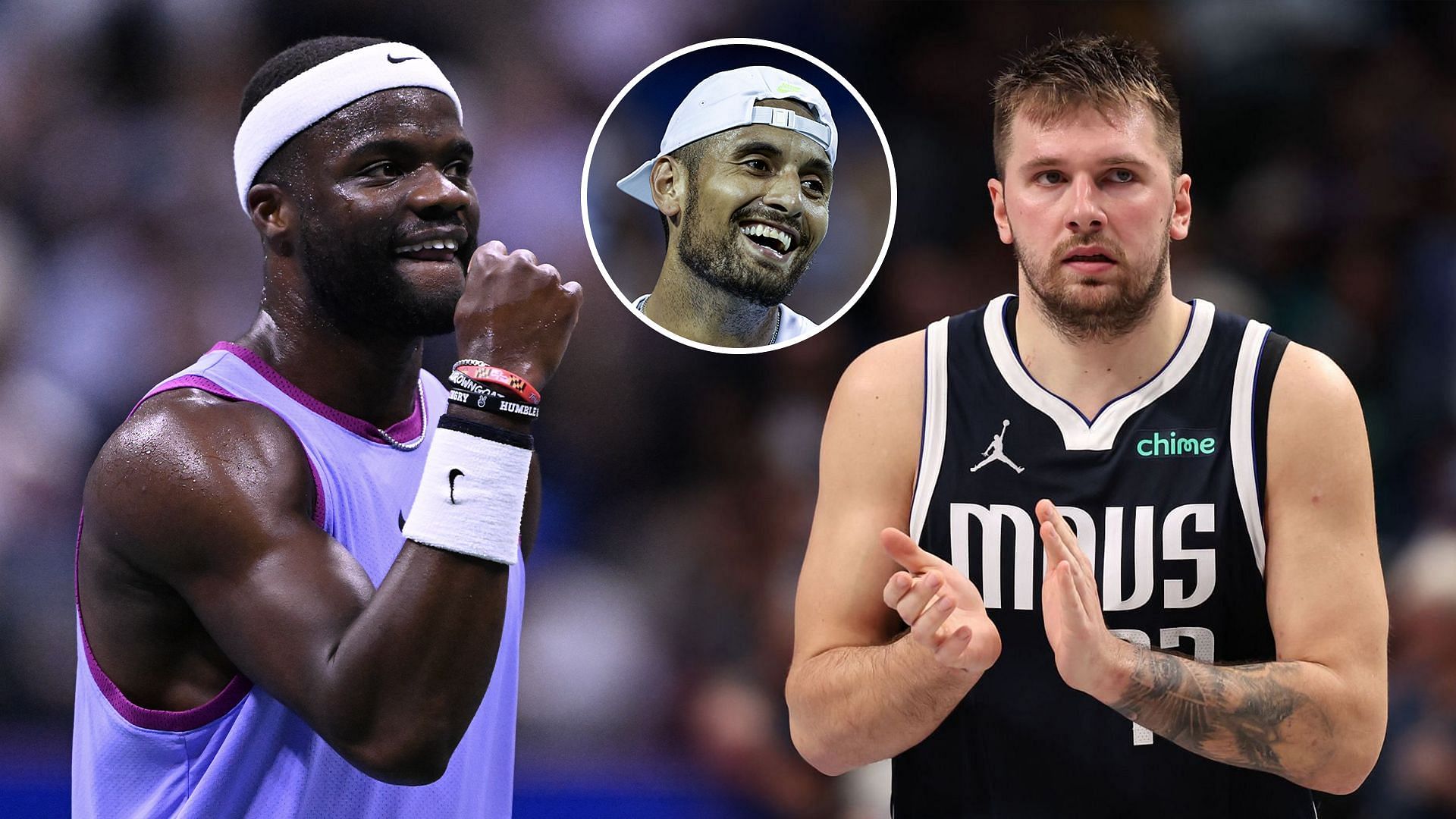 Frances Tiafoe (Left), Luka Doncic (Right) and Nick Kyrgios (Centre) - Source: Getty