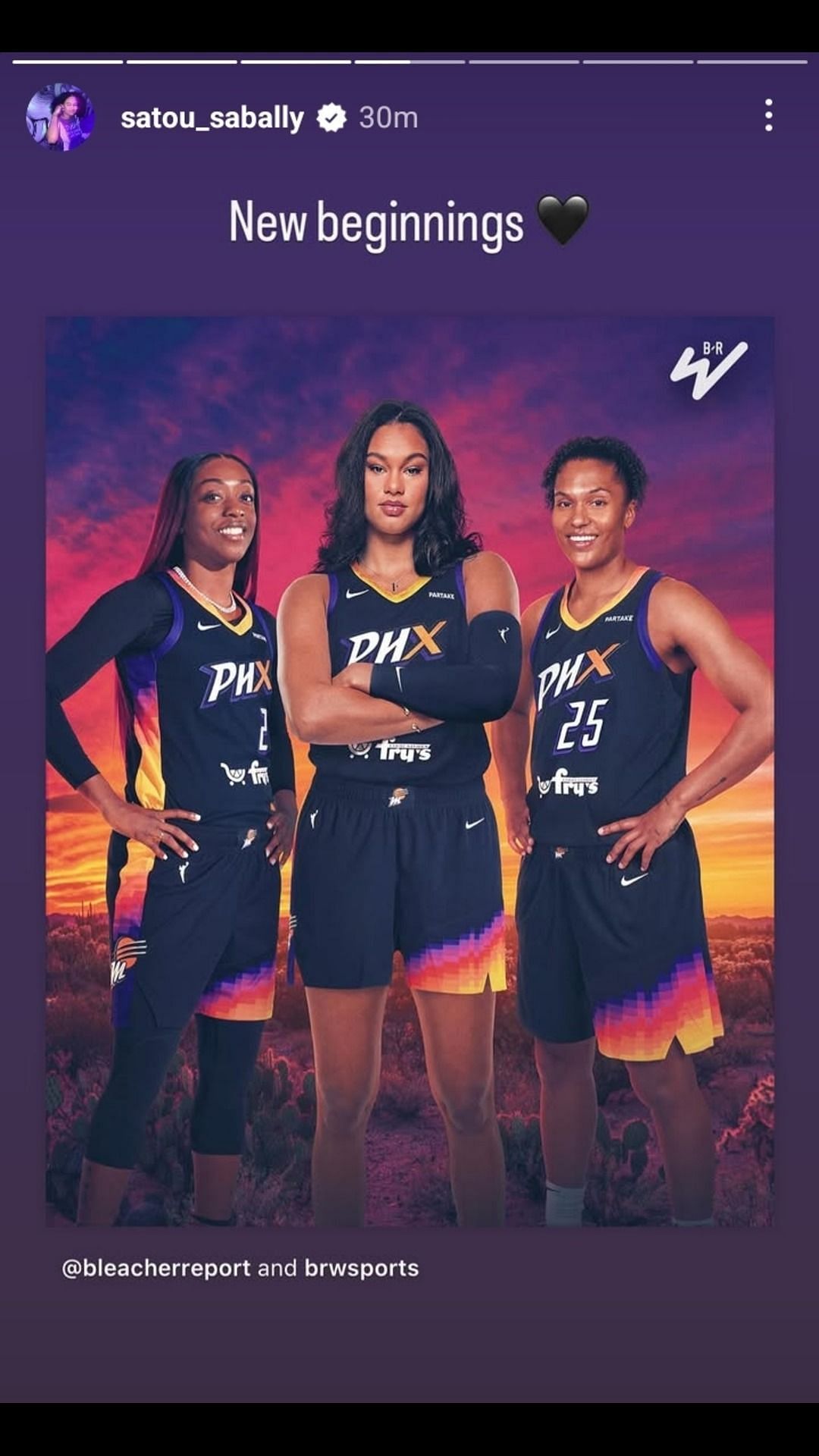 Satou Sabally celebrates her &quot;new beginnings&quot; with the Phoenix Mercury. Image source: IG.com/satou_sabally