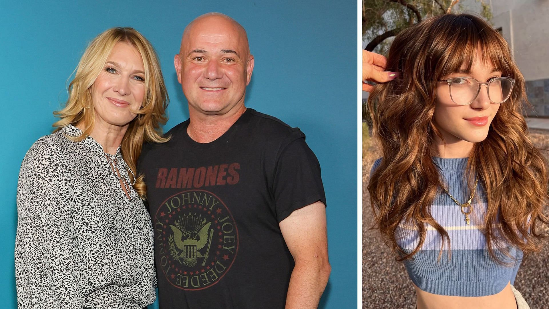 Andre Agassi with former champion and wife Steffi Graf(left) and daughter Jaz Agassi(right). Images: Getty