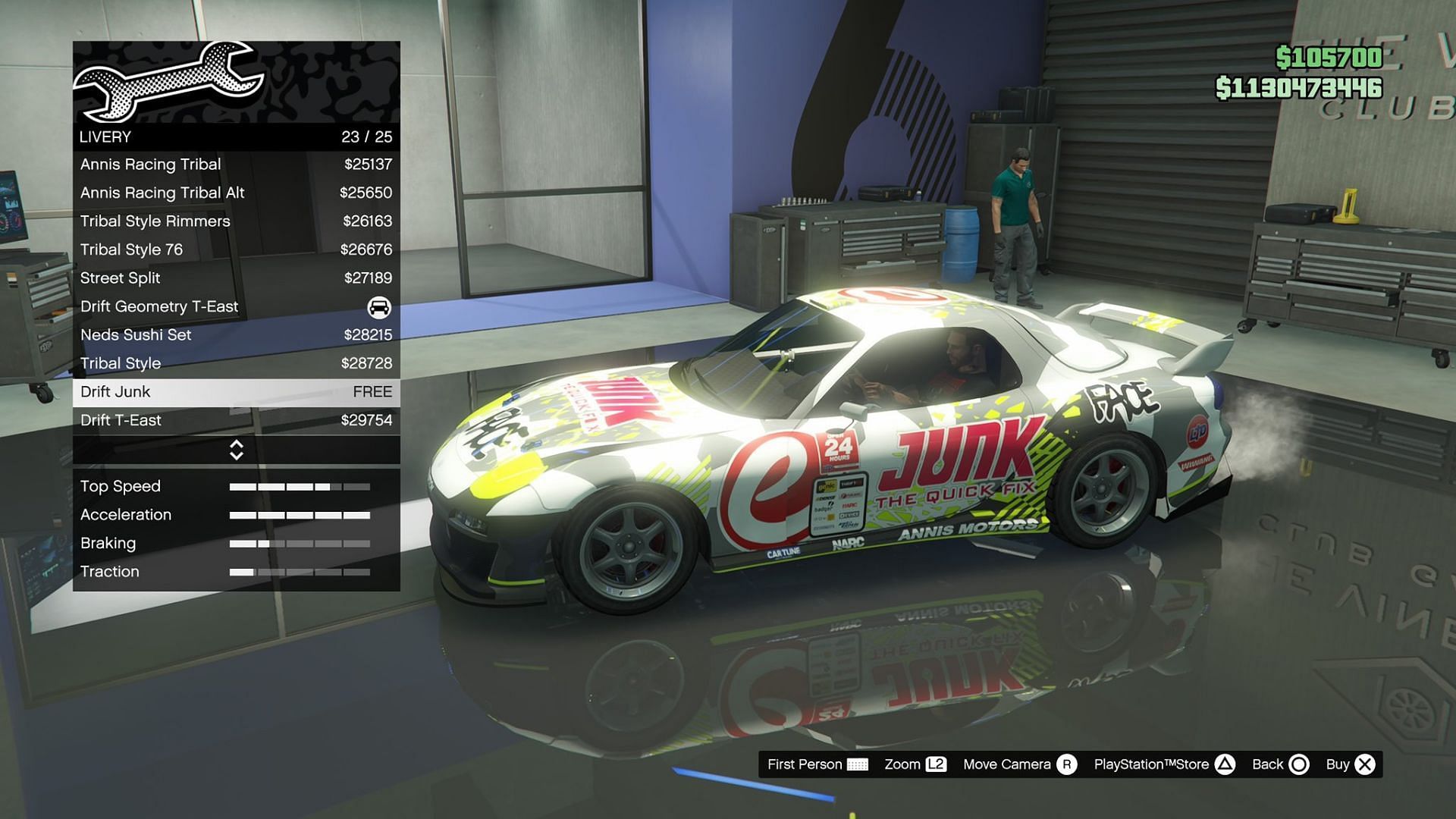 A picture of the Drift Junk livery (Image via X @dash_GTA // Rockstar Games)