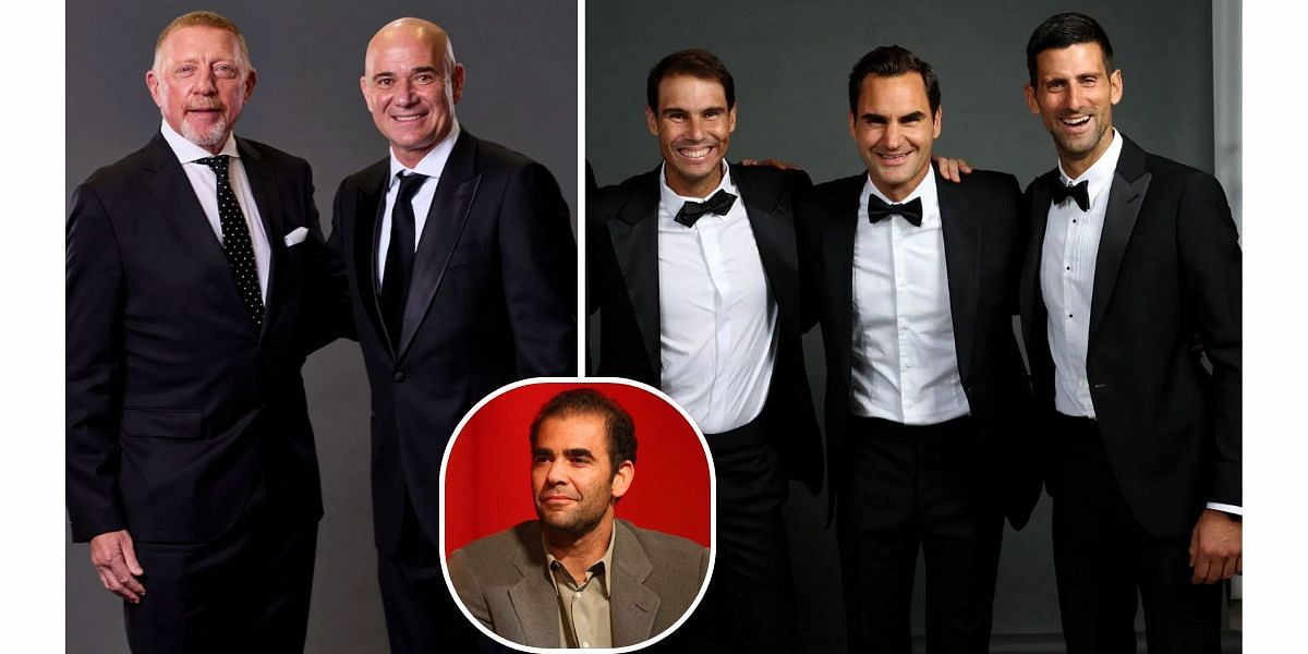 Boris Becker and Andre Agassi (L), Pete Sampras (inset) and Rafael Nadal, Roger Federer and Novak Djokovic (Image Source: Getty)