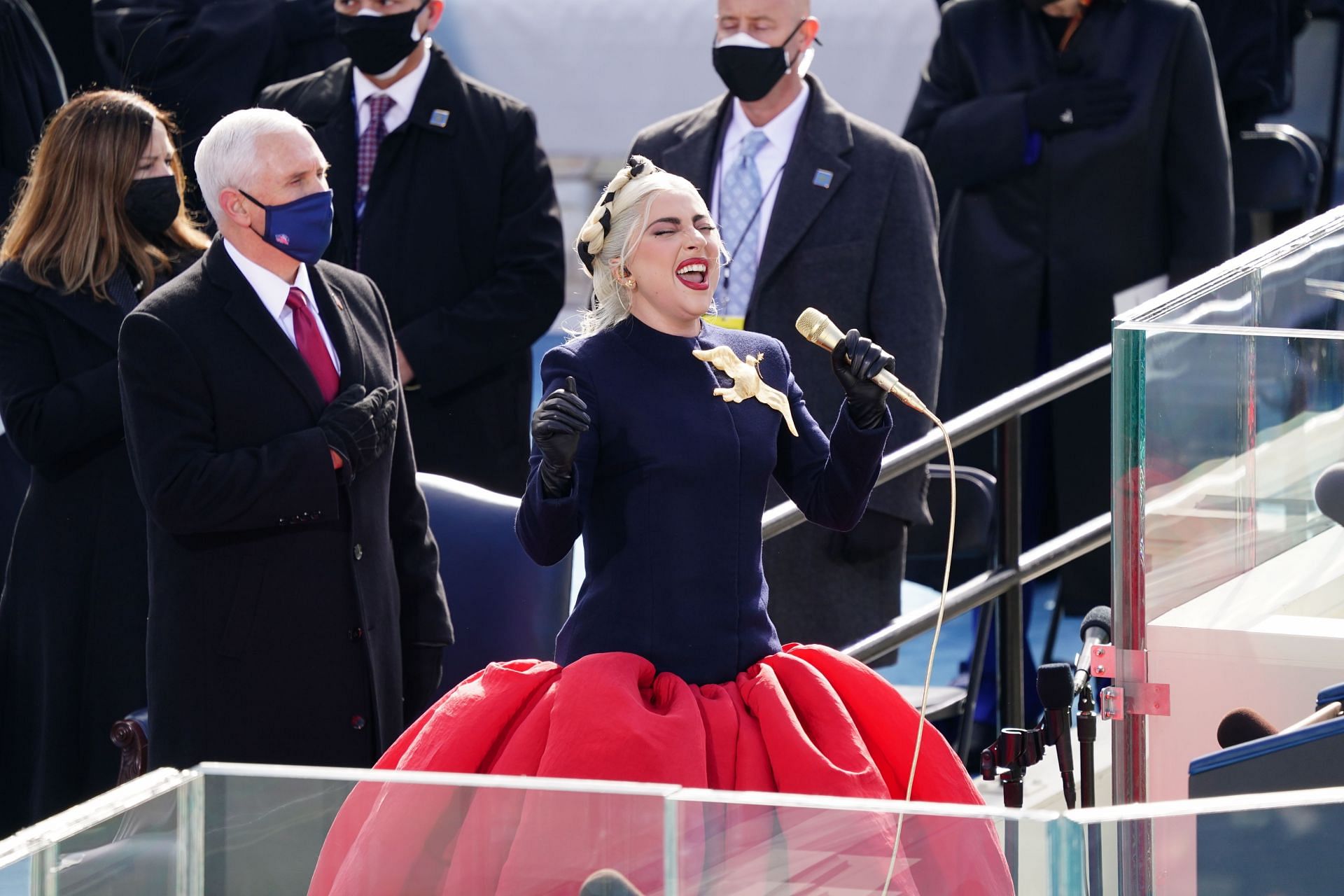 Lady Gaga performing at Joe Biden&#039;s Inauguration Ceremony. Source: Getty